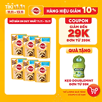 Bộ 6 gói thức ăn cho chó lớn dạng sốt Pedigree vị gà, gan, trứng và rau 80g