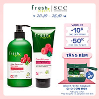 Bộ đôi gội xả Fresh Organic Chăm sóc tóc nhuộm chiết xuất Quả mâm xôi hữu cơ 500g + 180g