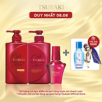 Bộ ba Tsubaki Premium Dưỡng Tóc Bóng Mượt & Bảo Vệ Tóc Trước Tác Hại Của Tia UV (Gội Xả 490ml/chai + Dầu dưỡng tóc 50ml)