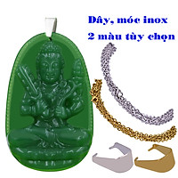 Vòng cổ mặt Phật hộ mệnh tuổi Sửu, Dần - Dây inox Hư không tạng thạch anh xanh DIVTAXLBV5 - Size phù hợp cho nam và nữ