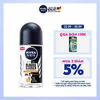 Lăn Ngăn Mùi NIVEA MEN Black & White Ngăn Vệt Ố Vàng Vượt Trội 5in1 (50ml) - 85392