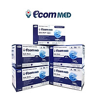 Combo 5 Hộp Khẩu Trang Y Tế EcomMed 4 Lớp Kháng Khuẩn 99% (Hộp 50 cái)