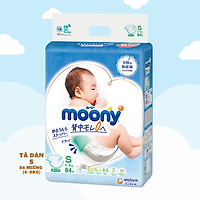Bỉm - Tã dán Moony Blue size S 84 miếng (Cho bé 4~8kg)