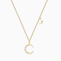 Mặt dây chuyền Ngôi sao và Mặt trăng Vòng cổ bằng vàng 14K