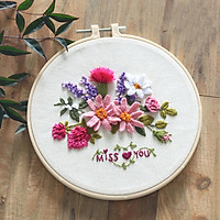 Embroidery Kit European Floral Embroidery Diy Material Kit With Embroidery Hoop 30 * 30 Cm