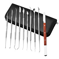 Stainless Steel Wax Carvers Set Double Ended Wax Carver with Storage Case 10pcs Dental Waxing Tool Kit