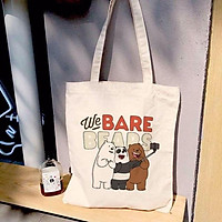 Túi vải bố tote canvas 3 chú gấu We Bare Bears không dệt xách và đeo vai