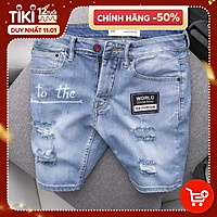 Quần short jean nam B1111 co dãn kiểu dán trẻ trung đơn giản thêu họa tiết Julido thời trang hàn quốc