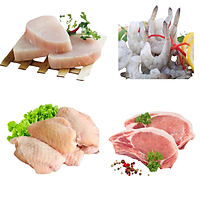 COMBO 82 : 500gram Cá cờ gòn cắt lát + 1kg Tôm thẻ lột vỏ còn đuôi + 1kg Cánh gà khúc giữa + 1kg Cốt lết heo