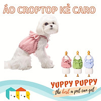 Cheepet Áo croptop kẻ caro cho chó mèo/thú cưng