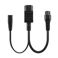 Black IEC320 C14 to C7 + C5 Splitter PowerCord Extension 1 to 2 PDU / UPS Server