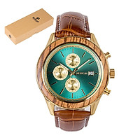 REDEAR Men Watch Quartz Movement Alloy & Wood Case Time & Calendar Display Stopwatch Function 30M Waterproof Male
