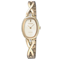 Đồng Hồ Nữ Citizen Đính Đá Swarovski Dây Thép Không Gỉ EX1412-82P - Mặt Vàng