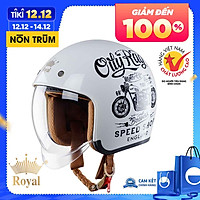 Nón bảo hiểm 3/4 ROYAL M139 có kính âm V5 TRẮNG