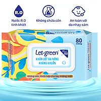 {QUÀ TẶNG} KHĂN ƯỚT ĐA NĂNG KHÁNG KHUẨN LET-GREEN 80 MIẾNG/BAO