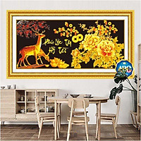 Tranh Đính Đá PHÚC LỘC THỌ HỶ TÀI (ĐÁ ABC CAO CẤP). Kích Thước: 1m x 50cm