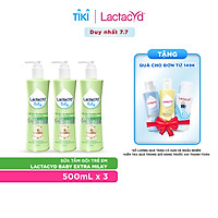 Bộ 3 chai Sữa Tắm Gội Trẻ Em Lactacyd Baby Extra Milky Làm Sạch Dịu Nhẹ và Dưỡng Ẩm Vượt Trội 500ml/chai