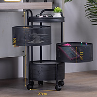 Kệ tròn xoay nhà bếp đa năng đựng rau củ quả, xoay 360 tiện ích thép Carbon sơn tĩnh điện - Kệ đựng đồ nhà bếp, phòng khách, phòng tắm