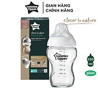 Bình sữa thủy tinh ty siêu mềm tự nhiên Tommee Tippee Closer to Nature 250ml, núm ty đi kèm 3-6 tháng