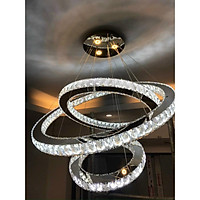 Bộ đèn thả led pha lê 3 vòng 300x500x700(mm) ánh sáng 3 chế độ màu có điều khiển trang trí phòng khách tiền sảnh