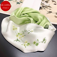 Khăn lụa tơ tằm thêu tay hoa Hải Đường