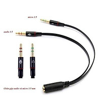 Cáp gộp tai nghe và mic ra jack 3,5mm âm