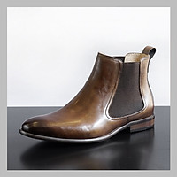 Giày Chelsea Boot Nam Công Sở Màu Nâu BK OLIVE Da Thật Mũi Nhọn Đế khâu Phong Cách Văn Phòng Sartorial Bảo Hành 1 Năm