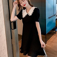Đầm suông đuôi cá cổ trắng xếp li Big size xinh