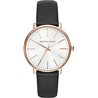 Michael Kors Women's Stainless Steel Quartz Watch with Leather Calfskin Strap
