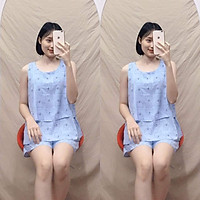 ,bộ lanh 2 tầng chất mát, chun quần điều chỉnh thoải mái cho các mẹ bầu ( mầu ngẫu nhiên)