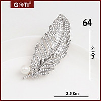 GOTI - Ghim Cài Áo Hình Chiếc Lá Trắng Đính Ngọc Sang Trọng Nữ Tính Kiểu Phụ Kiện Trang Trí Trâm Cài Váy Đầm Dành Cho Nữ Cài Vest Nữ GOTI 01