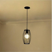 Đèn thả: Mẫu đèn trang trí nghệ thuật lồng sắt hình trụ bóng led