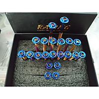 Ốc lốc dành cho xe máy Exciter 150 (Full bộ 21 con) - Xanh tian, Trắng inox