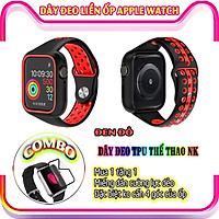 Dây Đeo liền ốp dành cho Apple Watch size 38/40/42/44mm TPU thể thao viền màu - Đen Đỏ (tặng dán KCL theo size)