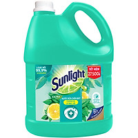 Chai Nước Rửa Chén 3.6kg Sunlight Diệt Khuẩn Chiết xuất Chanh và Lá Bạc Hà Chất Diệt Khuẩn Tự Nhiên Diệt vi khuẩn bám trên chén dĩa