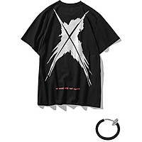 Combo Áo thun unisex tay lỡ nam nữ Friend màu vàng nghệ in chữ và khuyên tai đeo môi, mắt, tai, mũi không cần xỏ màu trắng TX368KT999