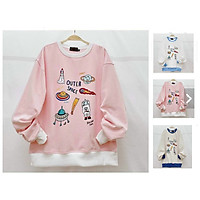 Áo khoác nỉ dành cho nam cho nữ và cặp đôi kiểu Sweater không mũ , form rộng unisex hình tàu vũ trụ có 3 màu