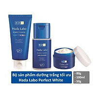 Bộ sản phẩm dưỡng trắng da tối ưu Hada Labo Perfect White (Kem rửa mặt 80g + Dung dịch dưỡng 100ml + Kem dưỡng 50g)