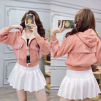 Áo Khoác Dù Nữ kiểu dáng đẹp có khoen tròn 2 Lớp Lót Trong Phối 2 Màu Sọc Tay Cá Tính Thời Trang