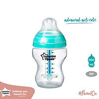Bình sữa siêu chống đầy hơi kèm báo nhiệt Tommee Tippee Advanced Anti-Colic 260ml, núm ty đi kèm 0-3 tháng