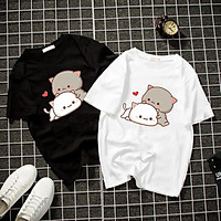 Áo thun unisex in hình chibi mèo dễ thương form đẹp vải dày mịn mát 2019T1262