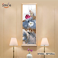 Tranh tô màu theo số sơn dầu số hóa cao cấp Smile FMFP Hoa sen thủy mặc khổ to H71056