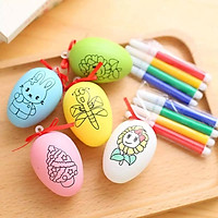 Combo 5 Bộ Trứng Tô Màu Và 4 Bút Lông Màu Mẫu Ngẫu Nhiên Khác Nhau