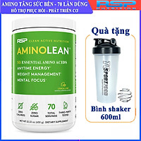 Combo BCAA Amino Lean của RSP hộp 70 lần dùng hỗ trợ tăng sức bền, sức mạnh và phục hồi, phát triển cơ bắp trong tập luyện cho người tập gym & Bình lắc 600ml (Mẫu ngẫu nhiên)