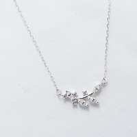 Vòng cổ bạc Bling it kiểu chiếc lá đính đá BIVC195