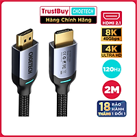 Dây Cáp Dù Lõi HDMI 2.1 8K 48Gbps, 4K 165Hz Dài 2M CHOETECH XHH01 Dùng Cho Tivi/ Máy Tính/ Playstaysion - Hàng Chính Hãng