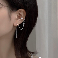 Khuyên tai kẹp hình mặt trăng rủ đeo được 2 lỗ (1 đôi)