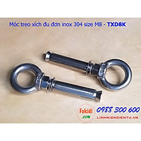 Móc treo xích đu, treo ghế đu, treo võng inox 304, bộ gồm khoen tròn M8 và tắc kê nở inox 304 dài 70mm - TXD6K, TXD8K