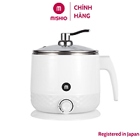 Ca nấu đa năng Mishio MK214 600W 1,5L inox 304, nấu nước, nấu mì, lẩu - Màu trắng xám - Hàng chính hãng