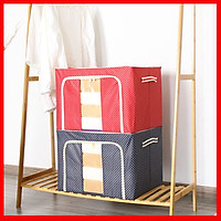 Bộ 2 Túi Đựng Chăn Màn - Túi Quần Áo Khung Sắt Gấp Gọn 2 Chiếc Cao Cấp Amalife (Giao màu ngẫu nhiên)
